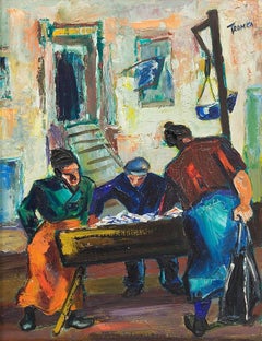 Fish Market, Oil on Board