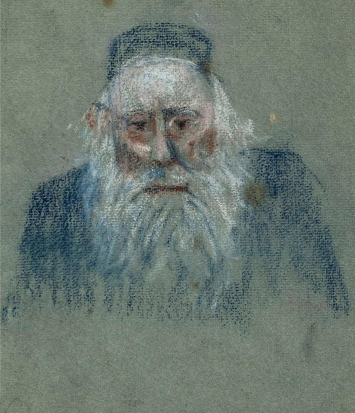 Elderly Rabbi Portrait - Painting by Unknown