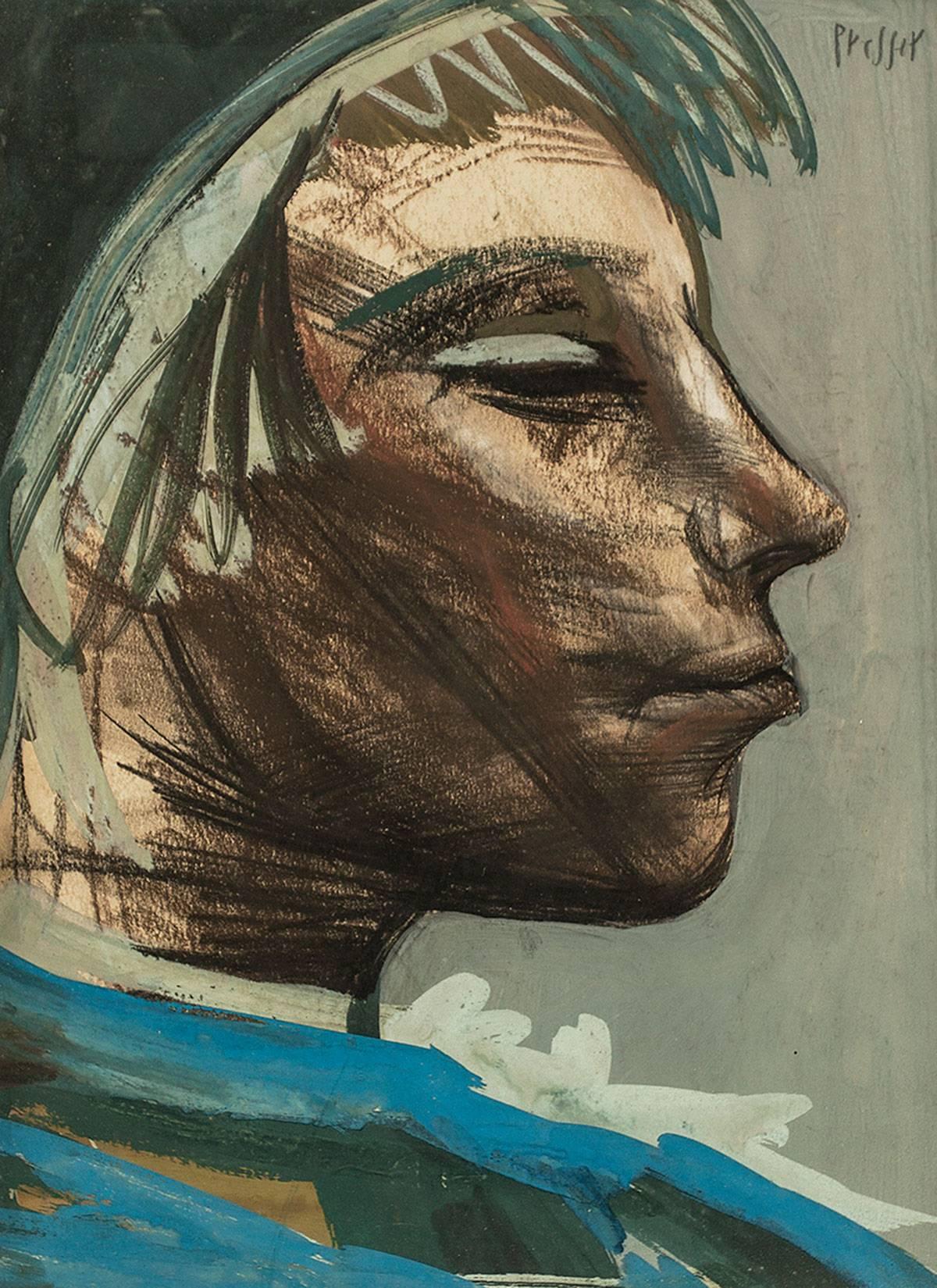 Josef Presser Figurative Painting - Expressionist Profile Portrait