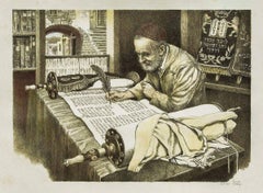 The Scribe, Rabbi Writing A Torah, Judaica Artists Proof