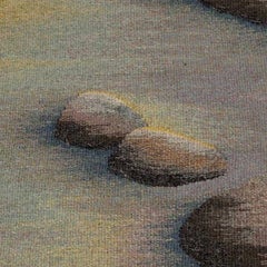 Very Large Hand Woven Wool Tapestry "Boulders II" River Stones