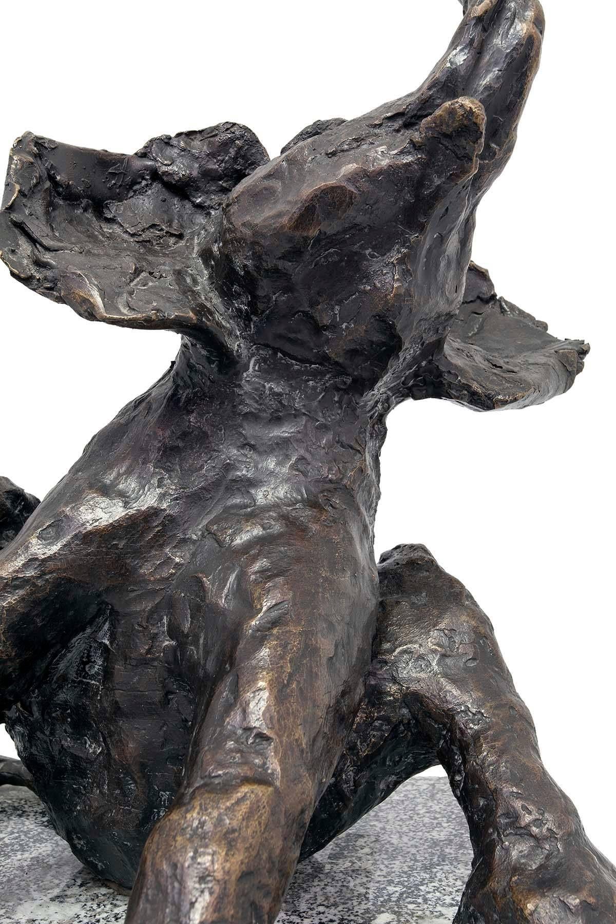 Polish Expressionist Modernist Elephant at Play Bronze, Granite Animal Sculpture 5