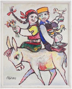 Colorful European Folk Art Painting Jovan Obican