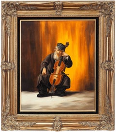 Rare Judaica Rabbi Painting