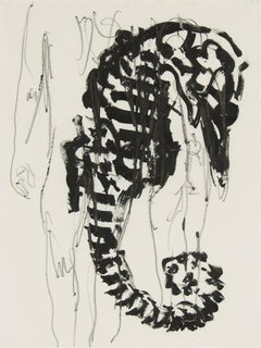 Arte Povera Italian Modernist Composition Drawing Painting Sea Horse with Nude