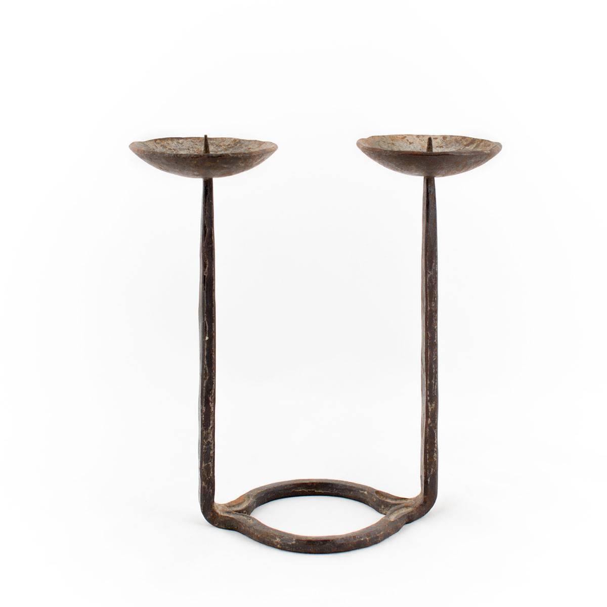 Hand Forged Iron Candelabra 
Holocaust Memorial Judaic Candle Stick Sculpture


David Palombo was an Israeli sculptor and painter. He was born in Turkey and immigrated to the Land of Israel with his parents in 1923. In 1940 he began his studies at
