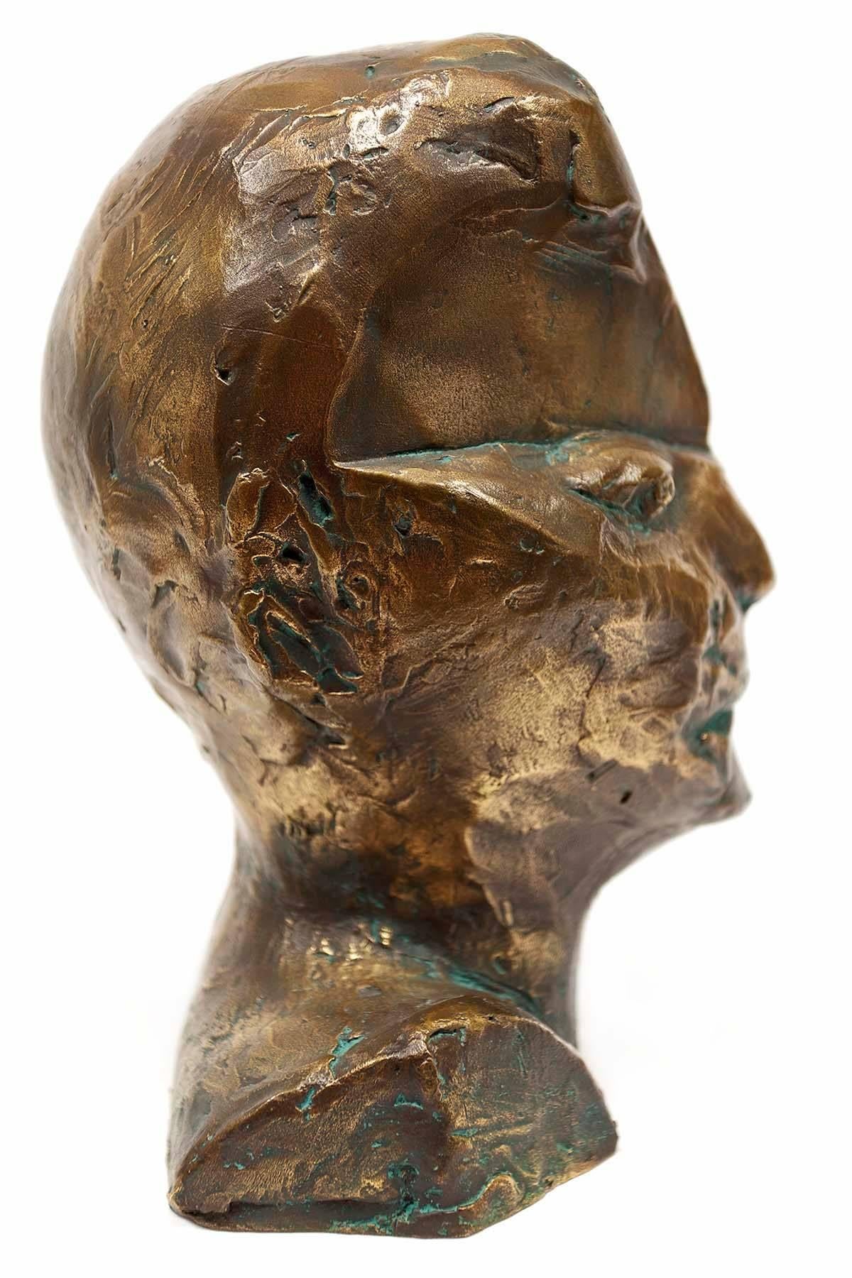 Untitled, Head Of An Artist, Avant-Garde Bronze Sculpture - Gold Figurative Sculpture by Phillip Pavia
