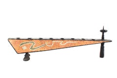 Brutalist Hand Forged Iron Mosaic Sculpture Menorah Israeli David Palombo