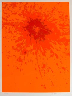 Lunar Landscape Abstract Signed Numbered Screenprint Orange