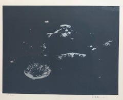 Retro Lunar Landscape Abstract Signed Numbered Screenprint Black