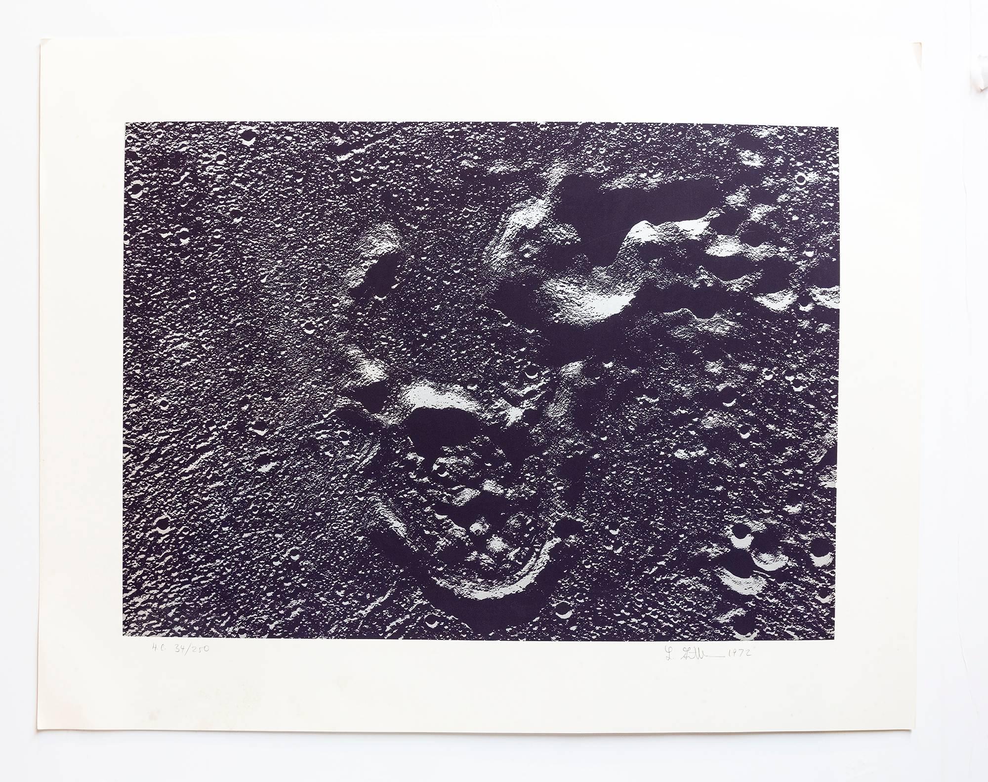 Lunar Landscape Abstract Signed Numbered Screenprint Silver Gray - Print by Len Gittleman
