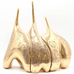 Rare Aharon Bezalel Israeli Gilt Modernist Bronze Sculpture Suite