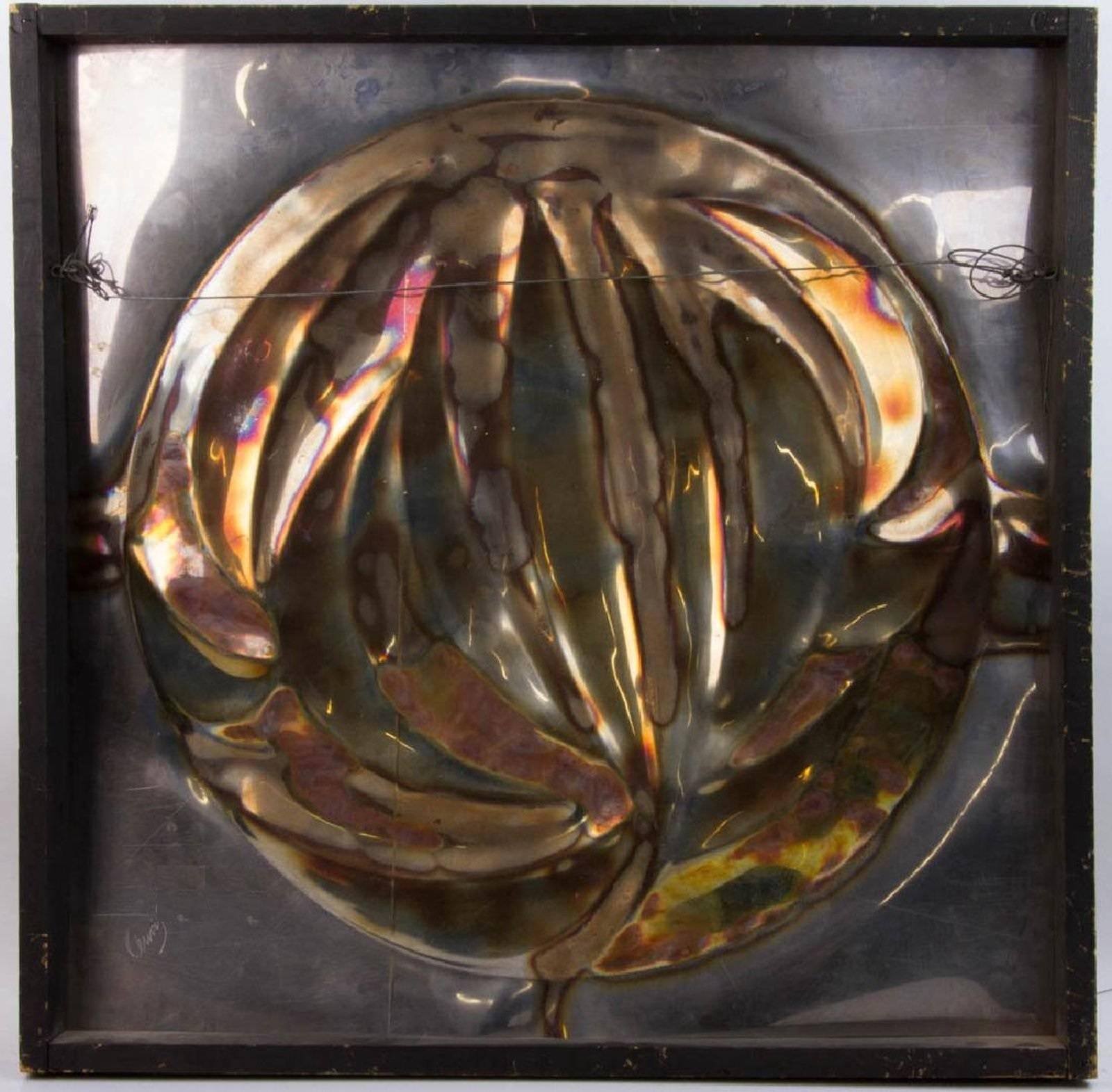 Italian Silvana Cenci Signed Mid Century Modern Steel Gold Explosion Sculpture 3