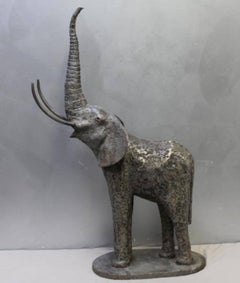Large Modernist Cor Ten Steel Elephant Sculpture