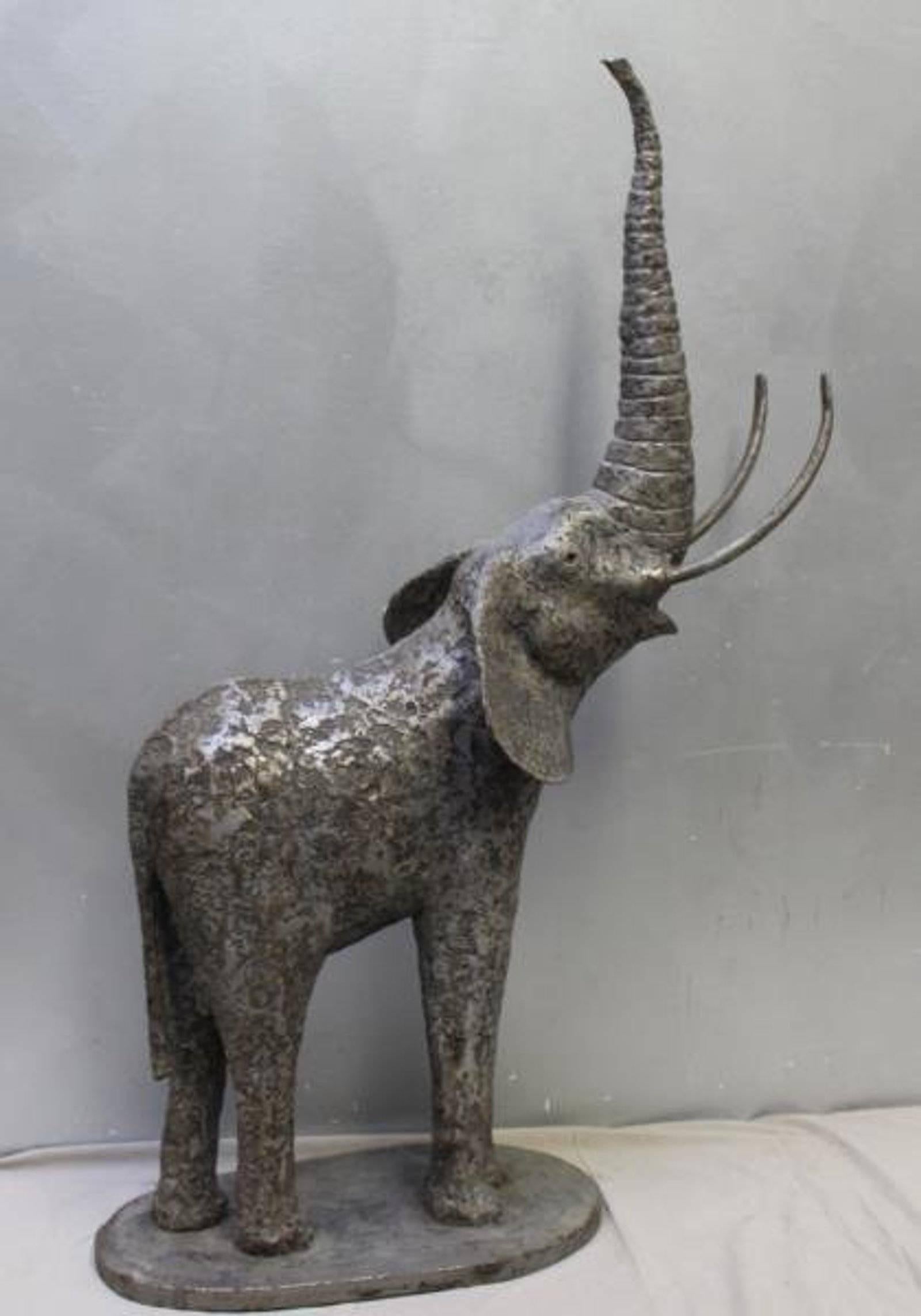 Large Modernist Cor Ten Steel Elephant Sculpture  2