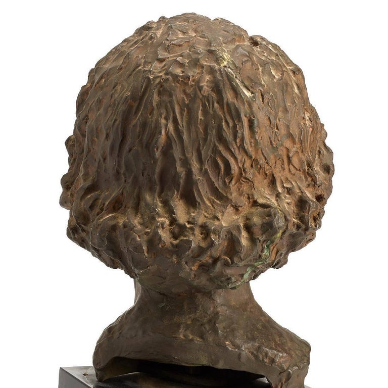 Rare Bronze Portrait Sculpture Bust Bronze by HRM Queen of Belgium For Sale 2