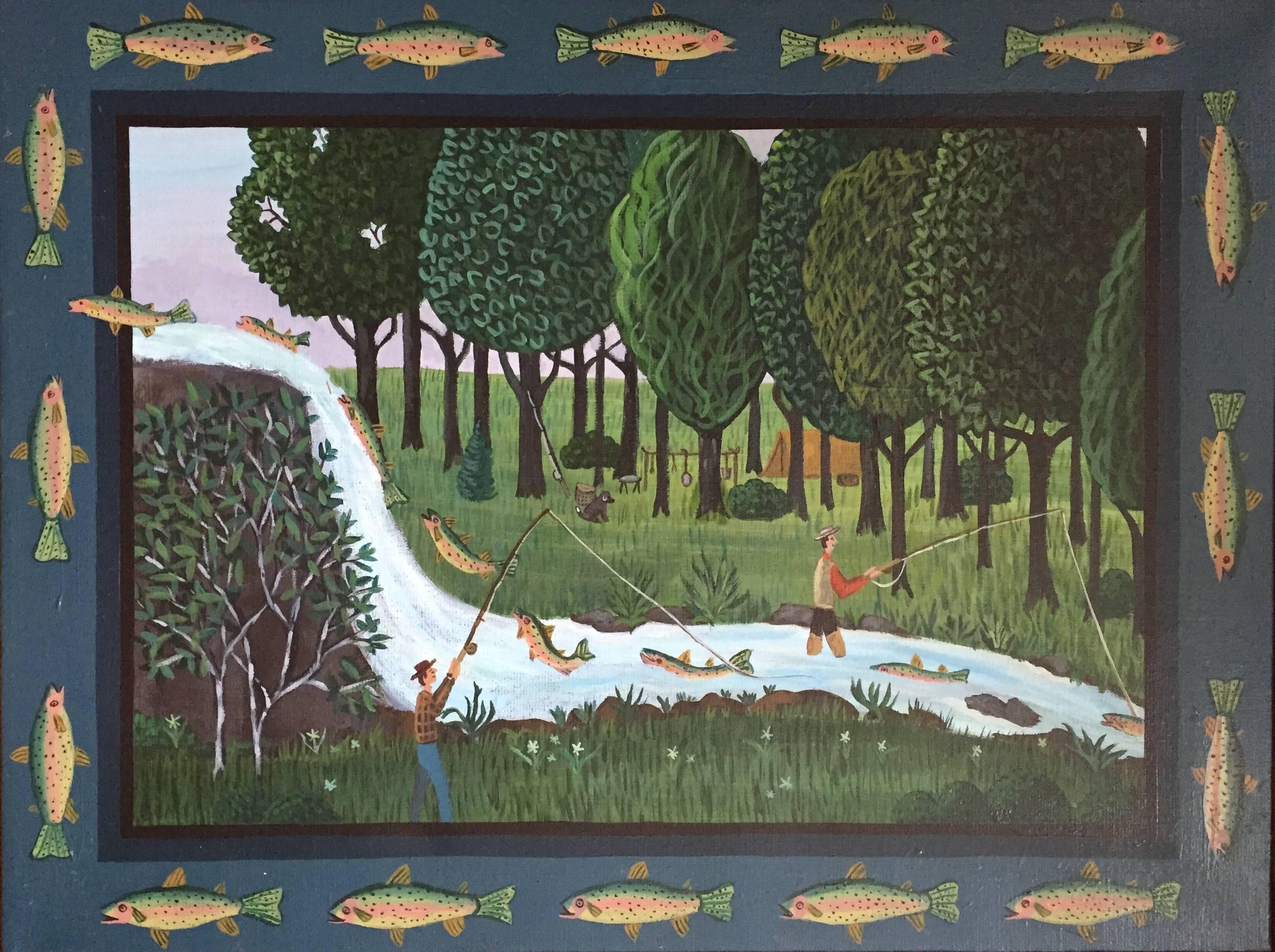 Barbara Chipman Moment Landscape Painting - The Ones That Got Away, "Gone Fishing"