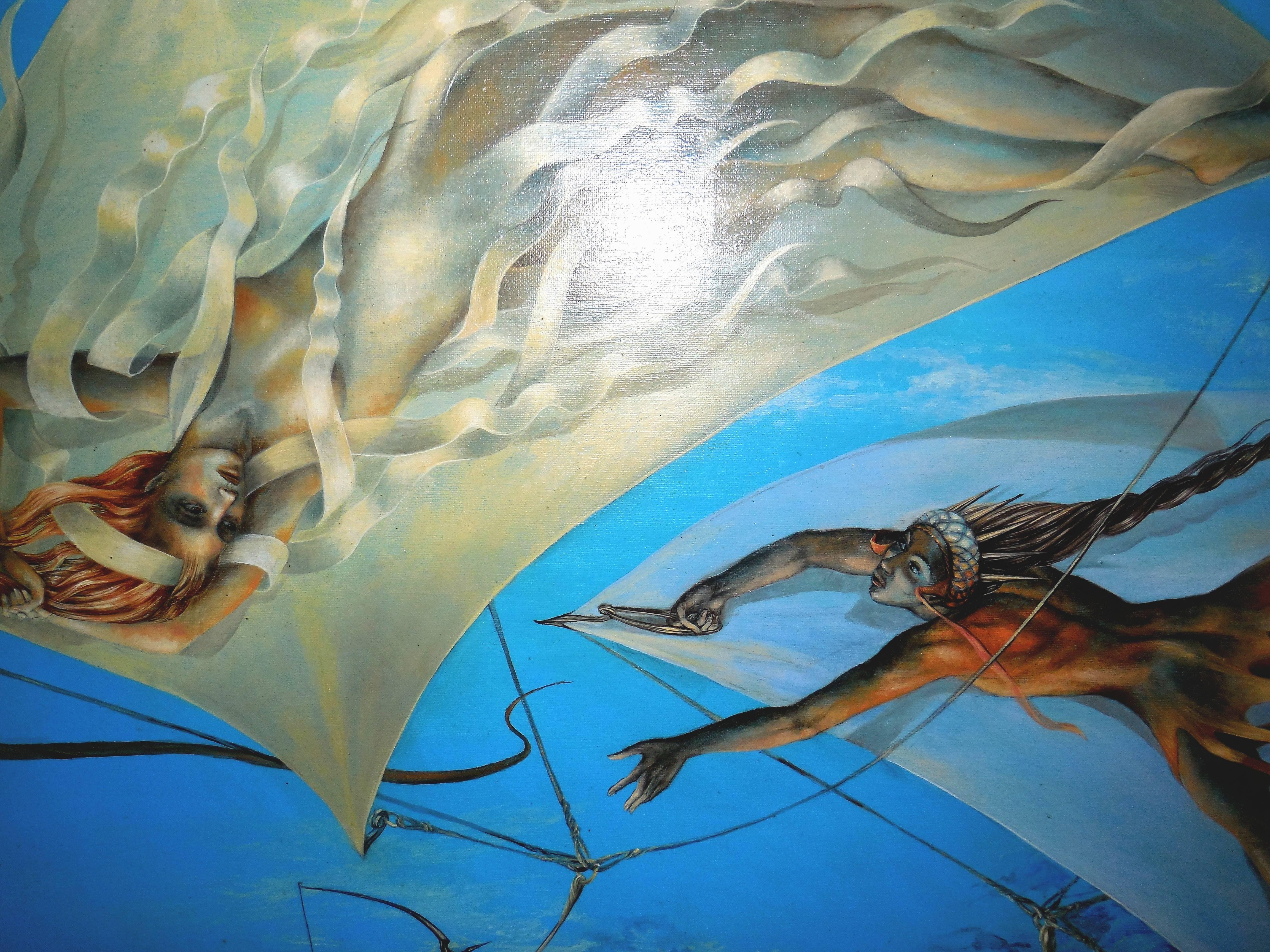 Atlantis, Large Surrealist Oil Painting. Viennese Fantastic Realism 1