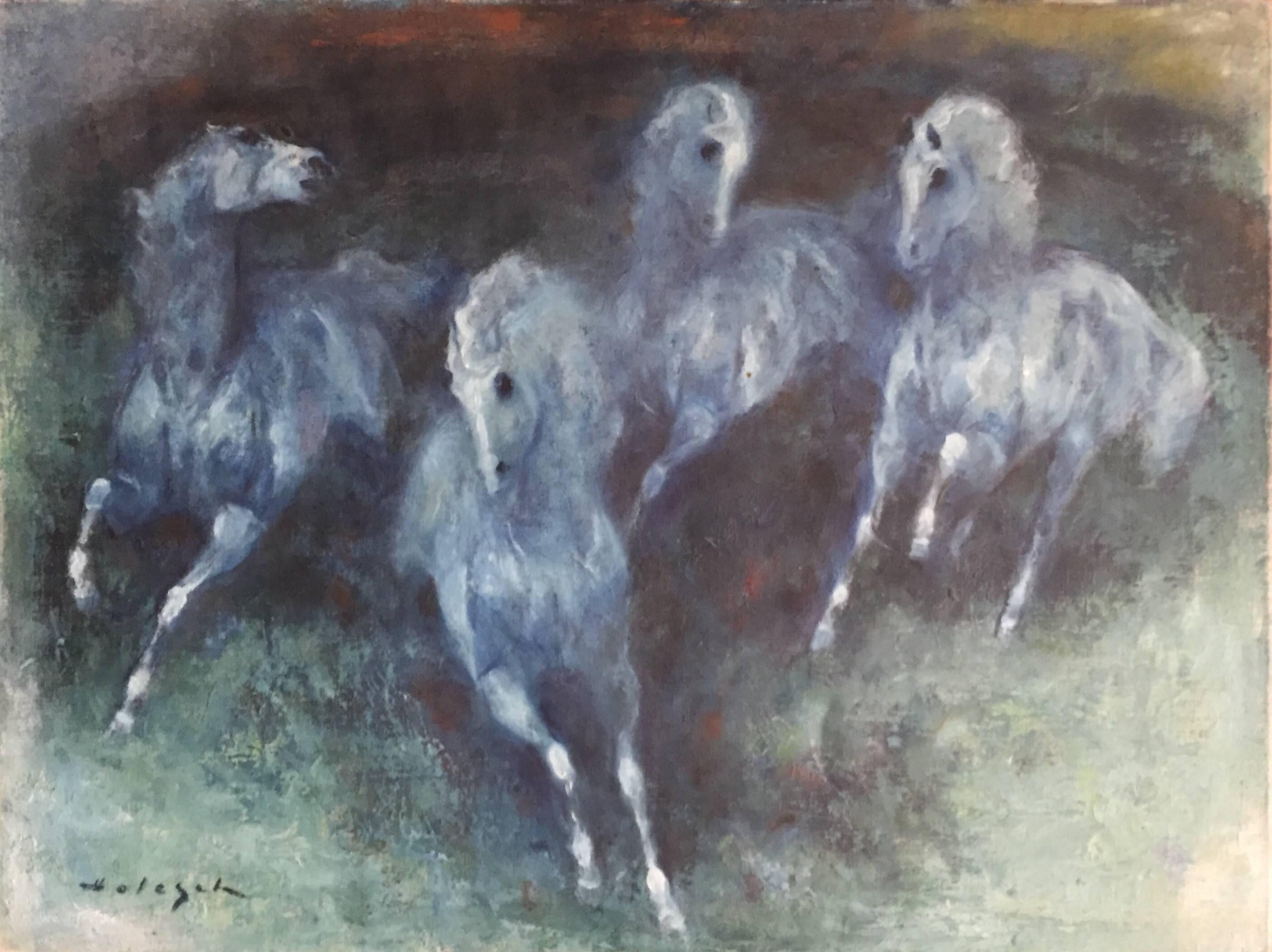 Denes De Holesch Animal Painting - Horses