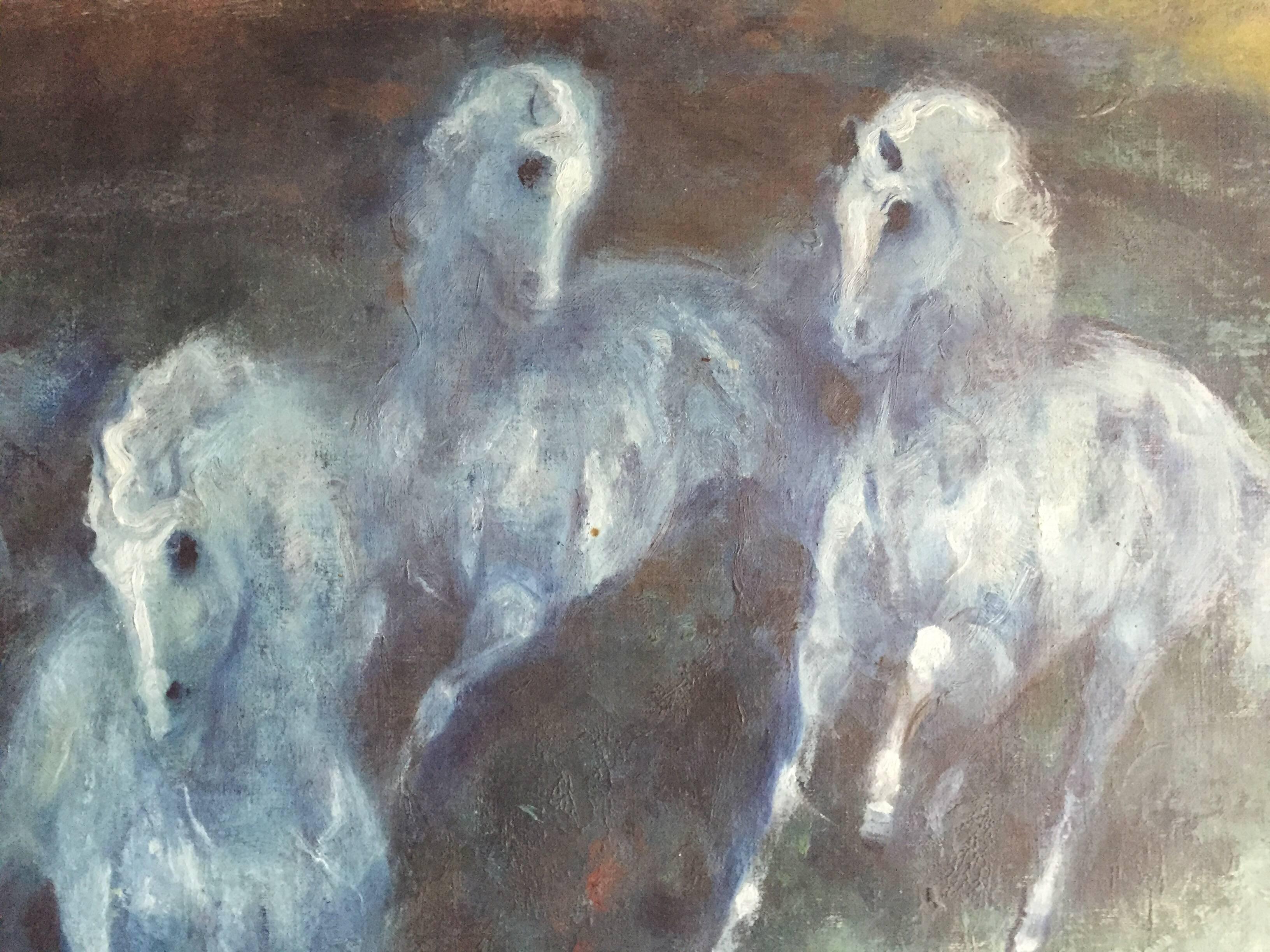 Horses - Painting by Denes De Holesch