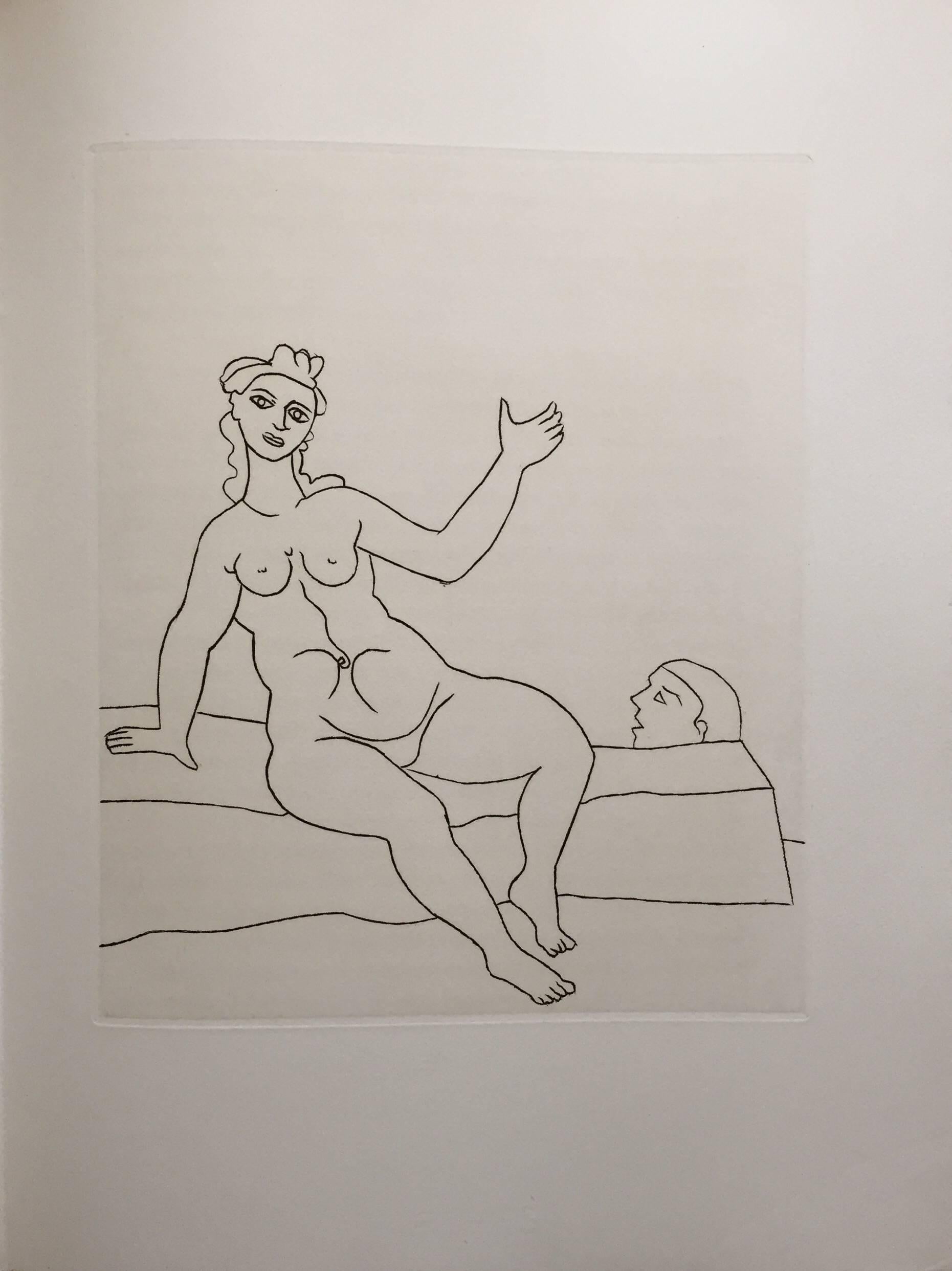 André Derain Nude Print - Erotic Female Nude - Etching from Le Satyricon