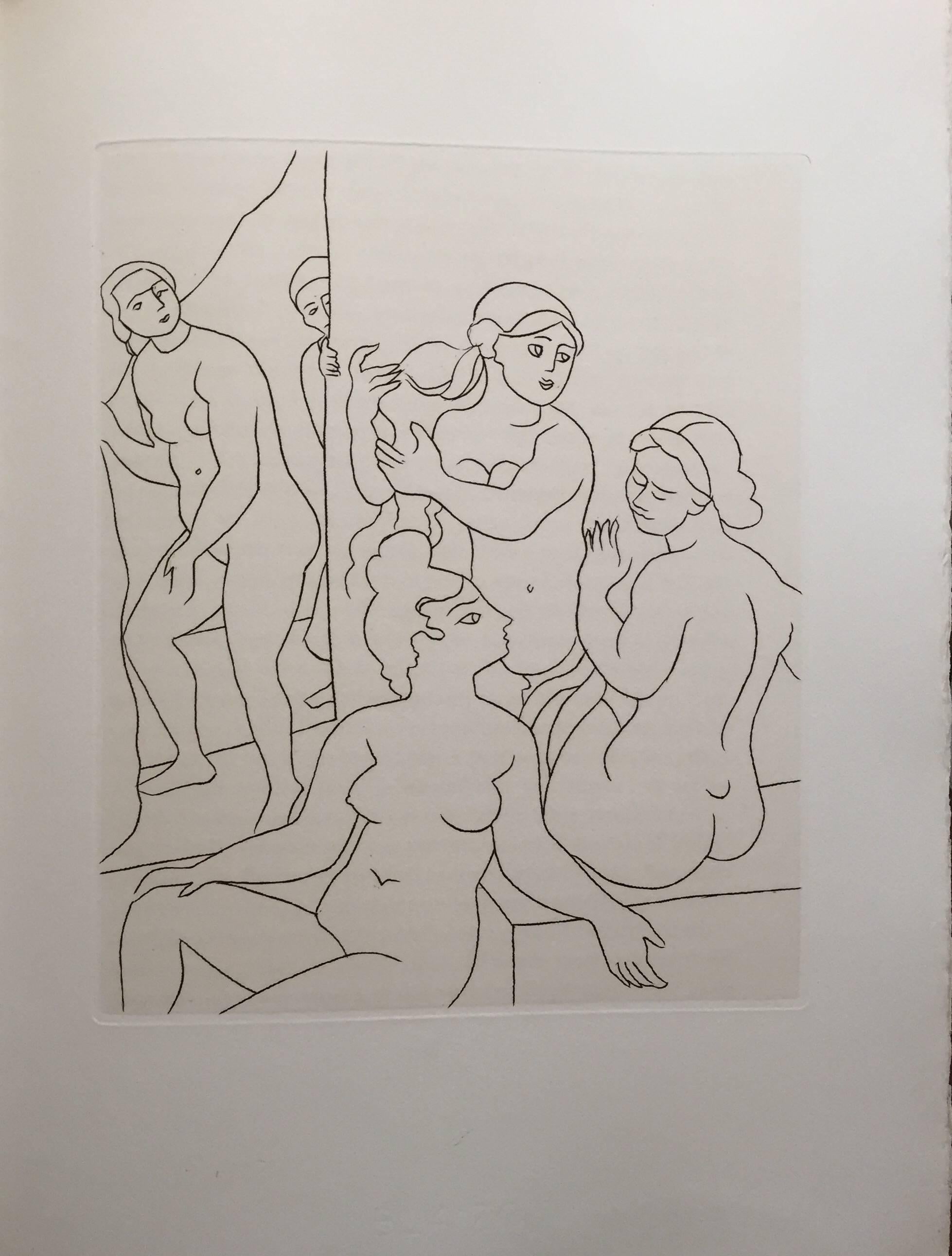 André Derain Figurative Print - Erotic Etching from Le Satyricon 