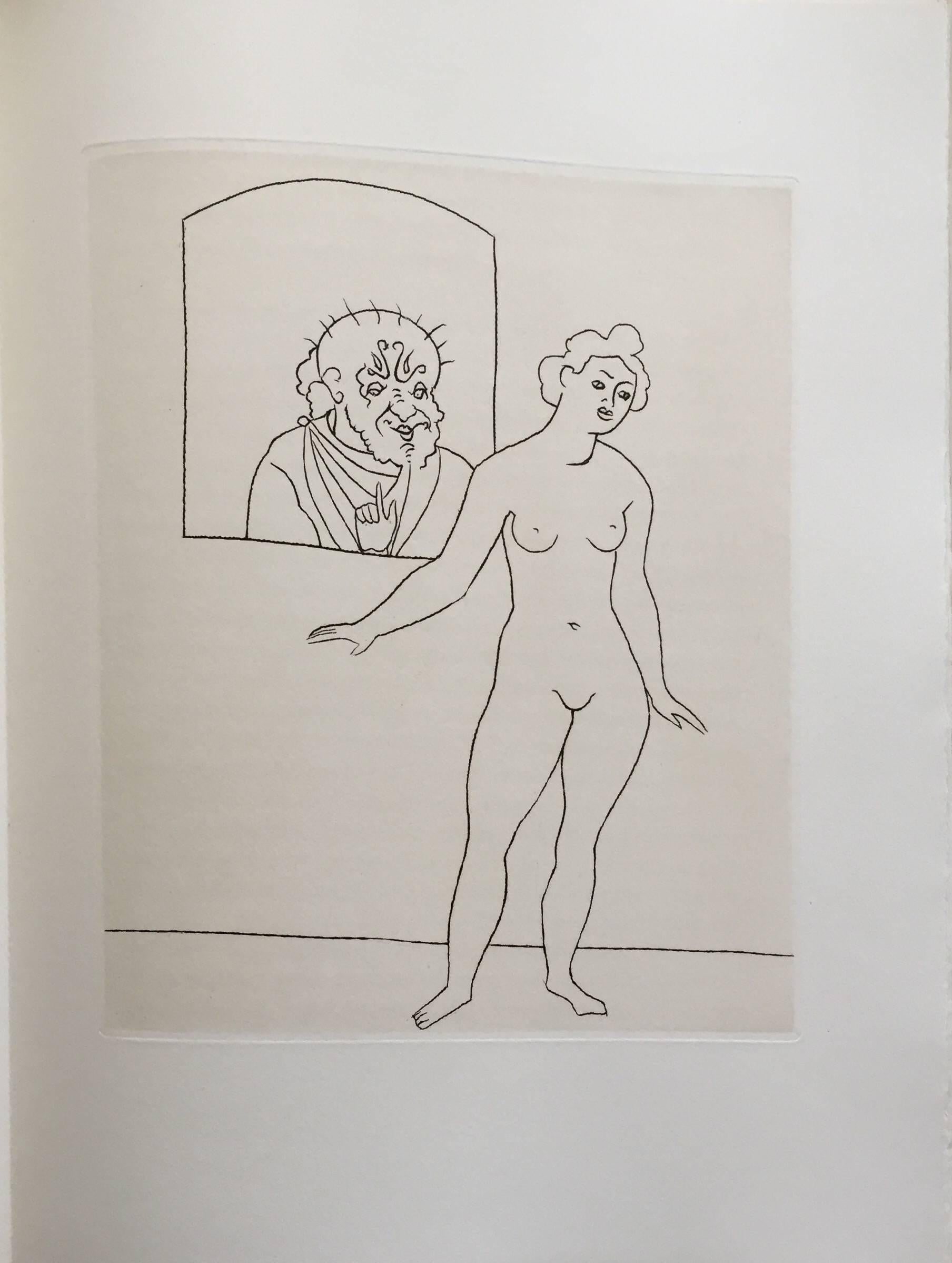 André Derain Nude Print - Erotic Female Nude - Etching from Le Satyricon 