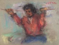 Pastel Drawing Polish Ecole D'Paris WPA Female Equestrienne