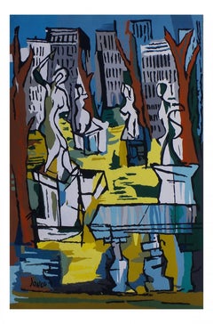 Luxembourg Garden Rare Large Dada Handwoven Aubusson (Israeli) Tapestry