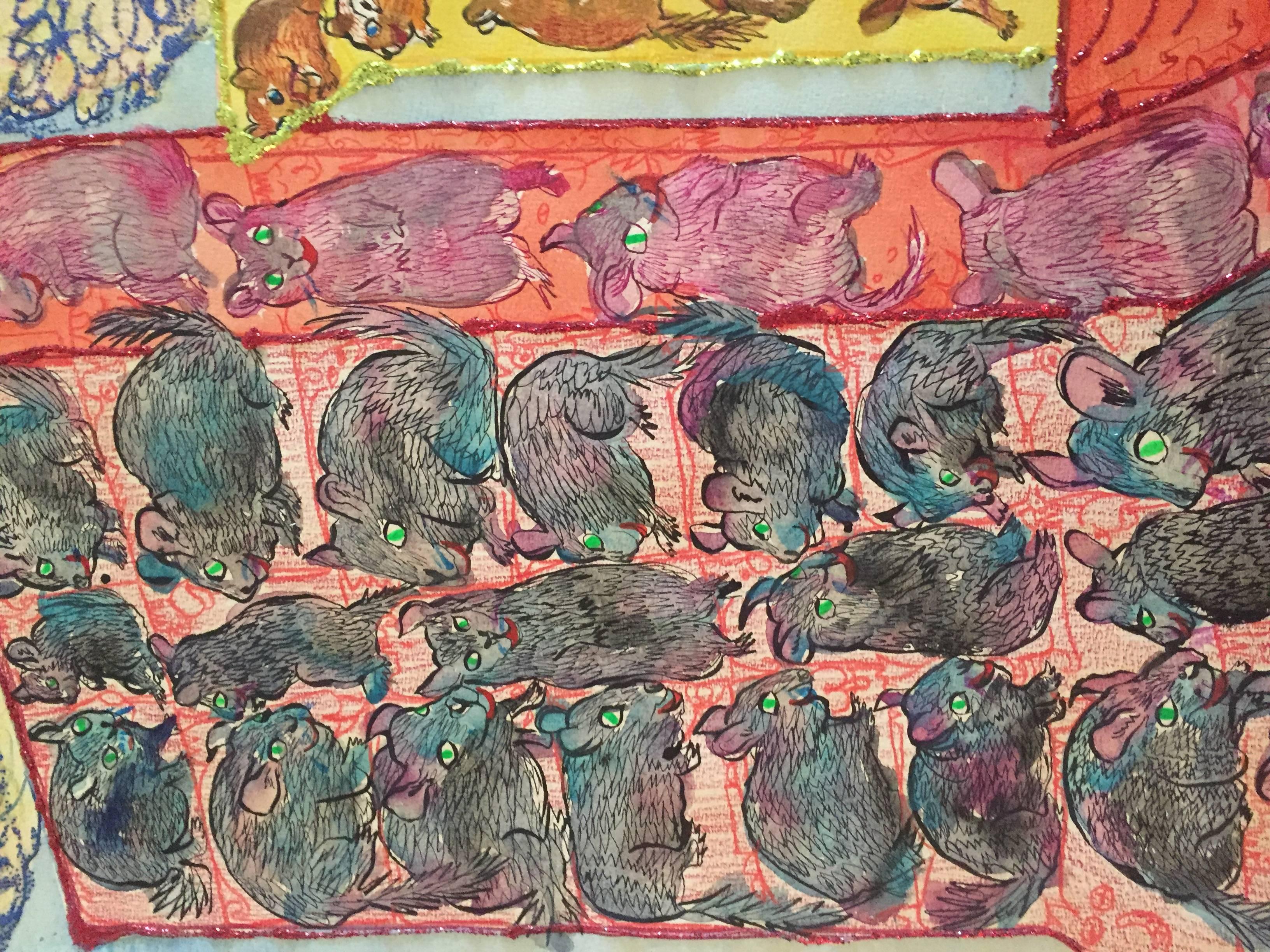 Outsider Art  Rats and Mice Pattern Painting 1