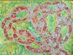 Chats qui s'ébattent:: peinture pailletée d'un artiste indépendant