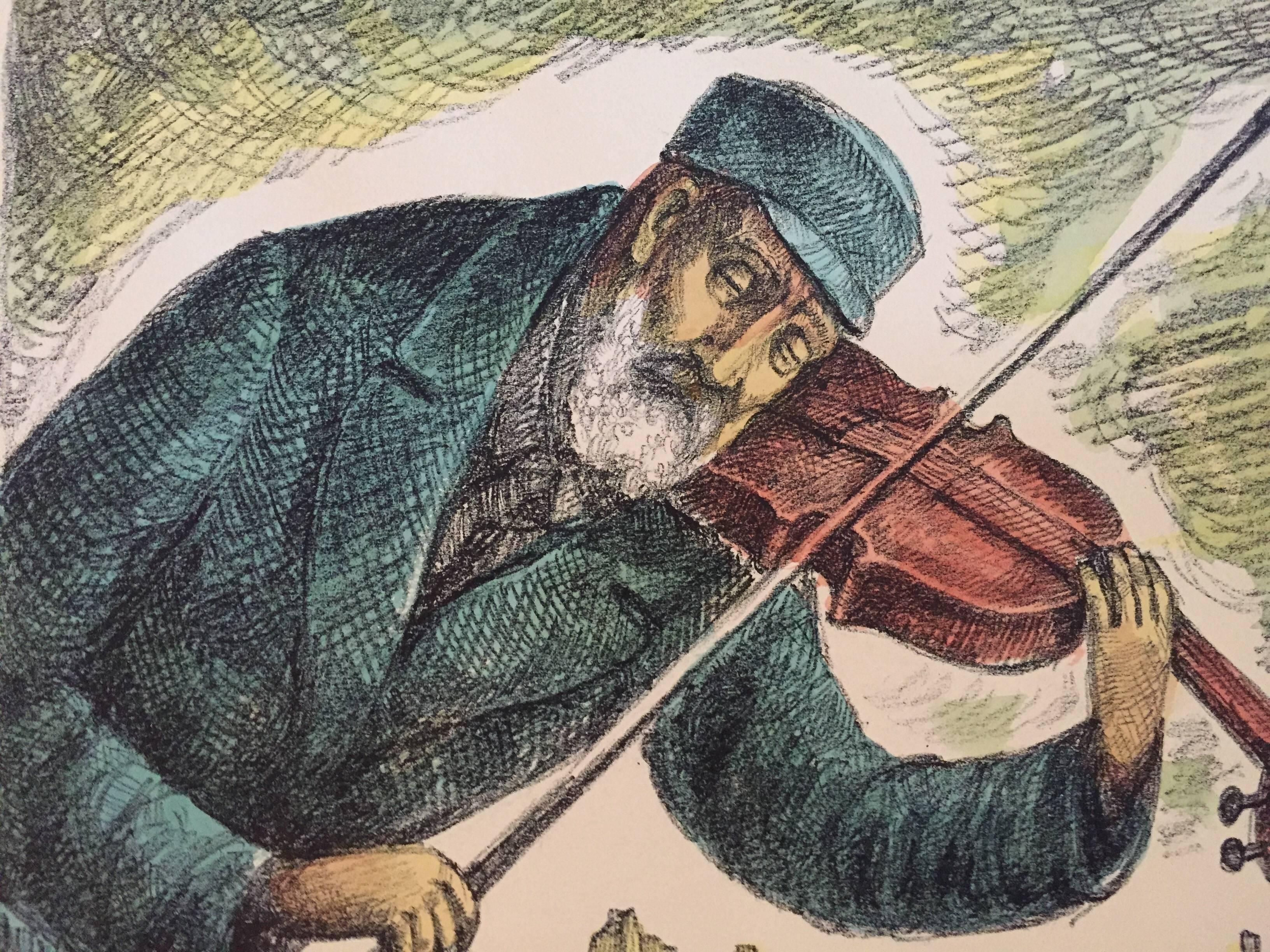 Chassidic Klezmer Fiddler - Print by Chaïm Goldberg
