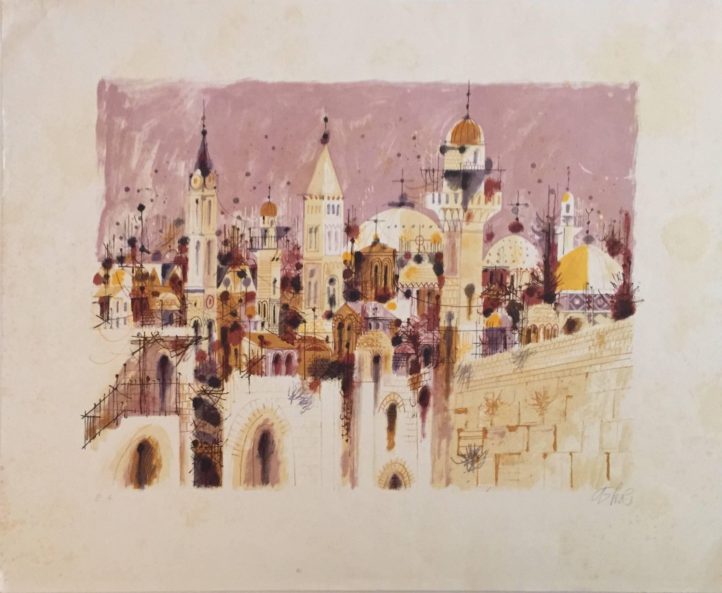 City of Jerusalem - Modern Print by Shmuel Katz