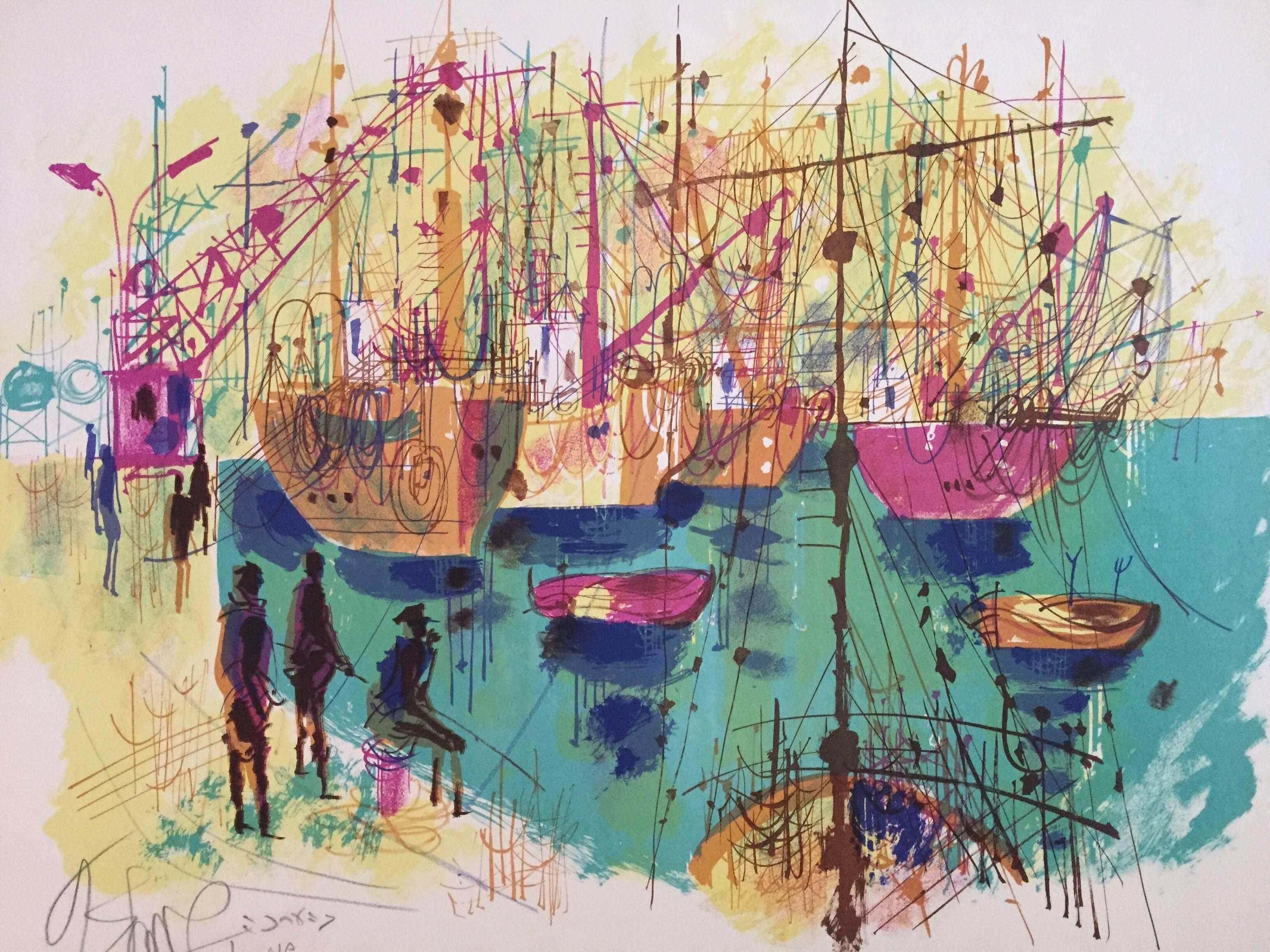 Shmuel Katz Landscape Print - Old Port Jaffa - Tel Aviv