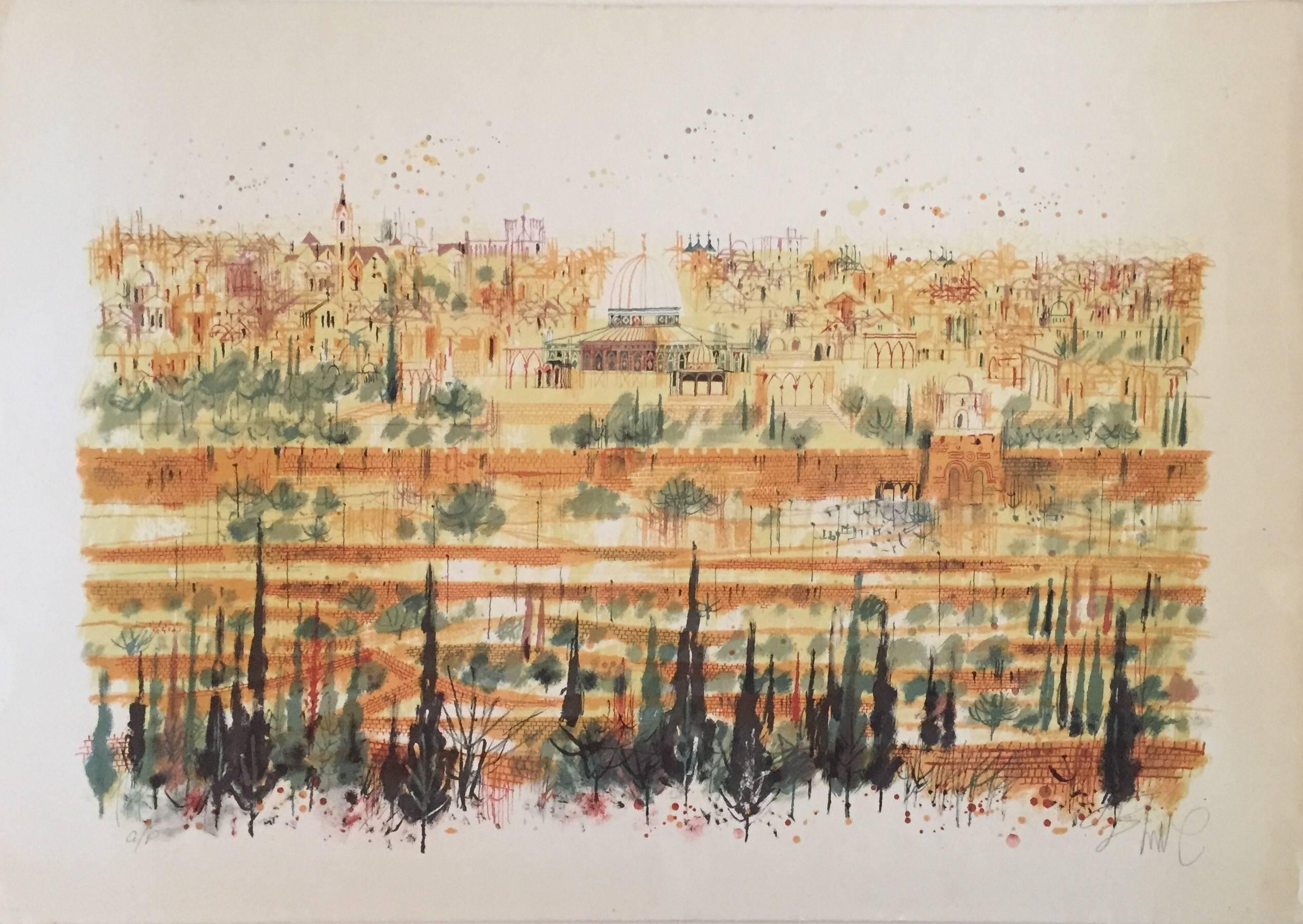 The Old City of Jerusalem - Print by Shmuel Katz