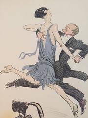 Rare Vintage Art Deco "White Bottoms"  Lithograph Pochoir
