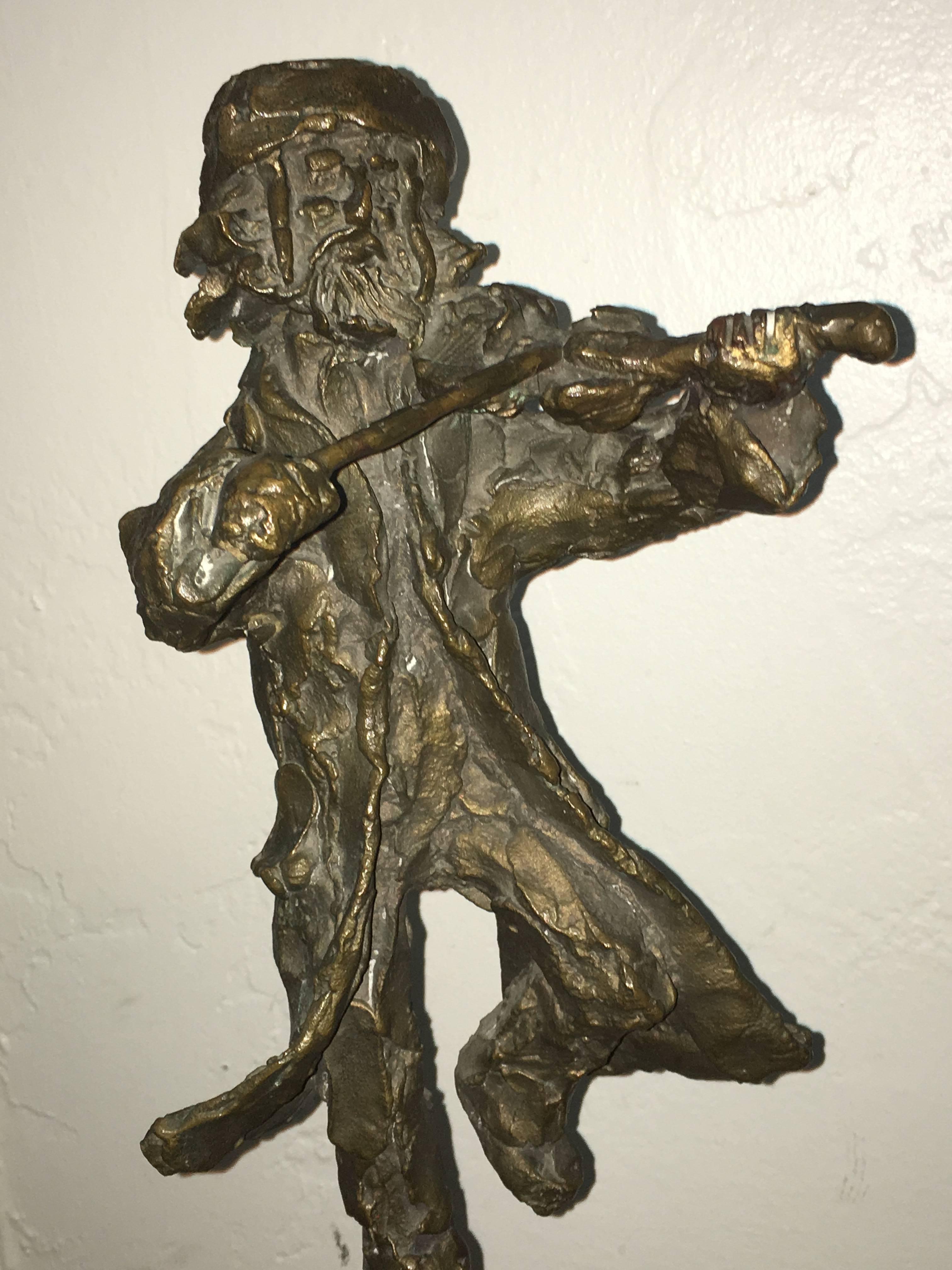 Prince Monyo Fiddler on the Roof Bronze Shtetl  Sculpture Rare Judaica 1