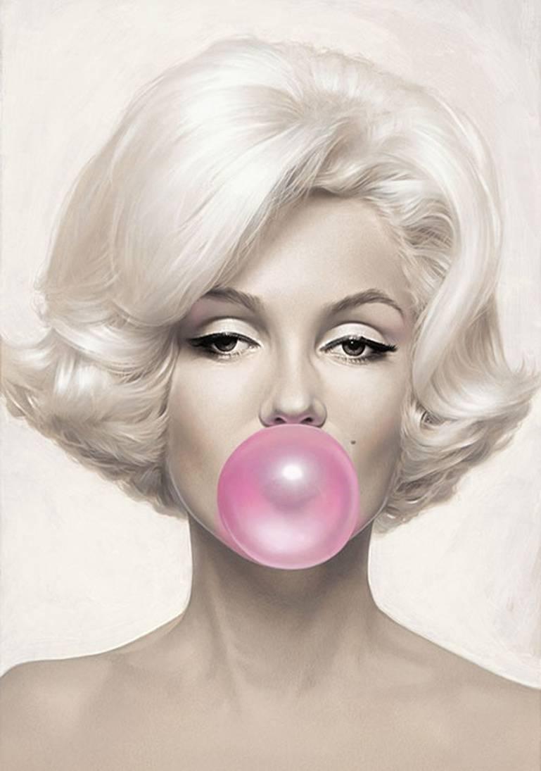 Michael Moebius Portrait Print - Marilyn Bubblegum - Aluminum Edition 