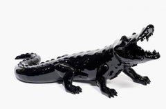 Born Wild Glossy Black Crocodile Sculpture 