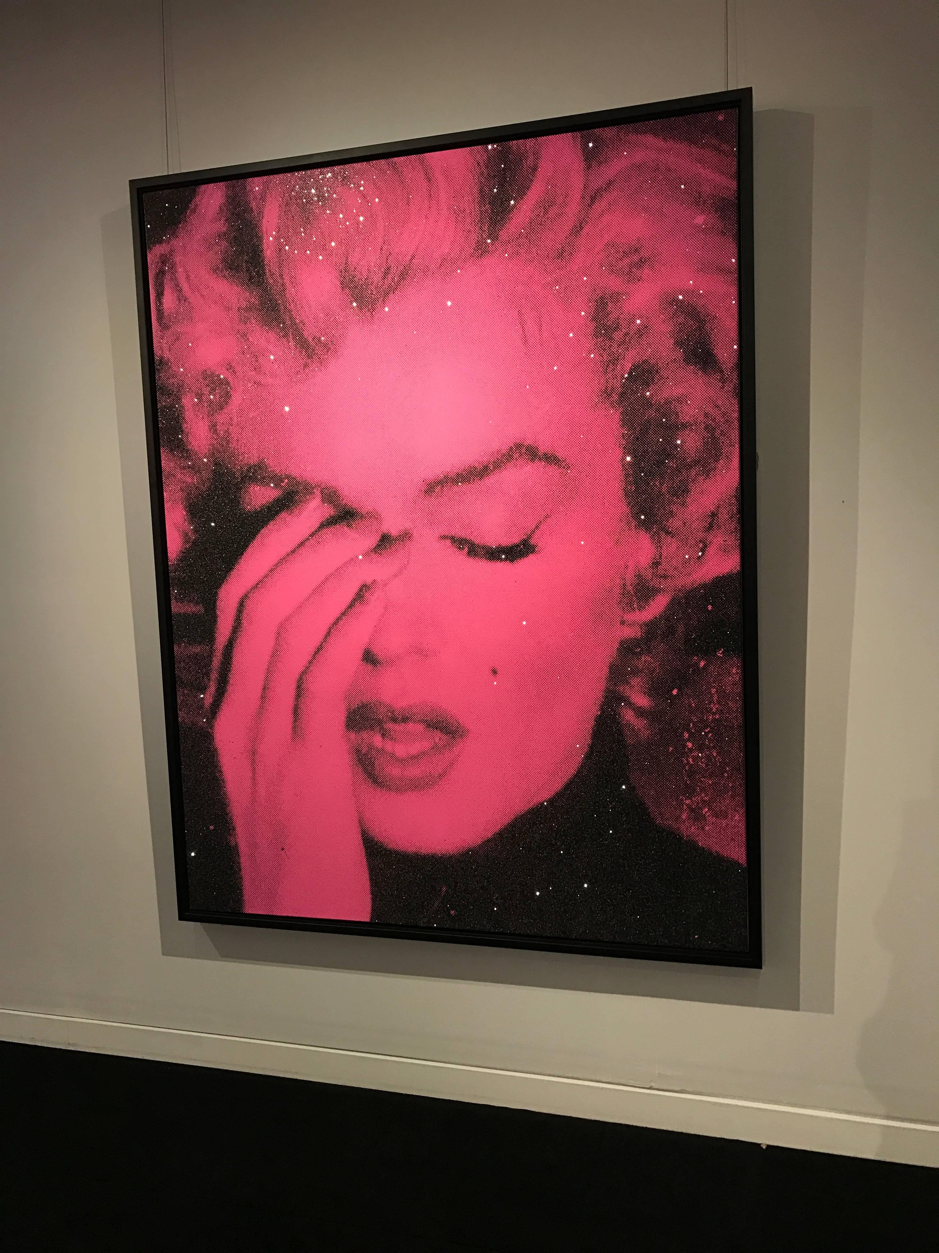 Marilyn Crying - Electric Pink, 2017 - Painting by Russell Young
