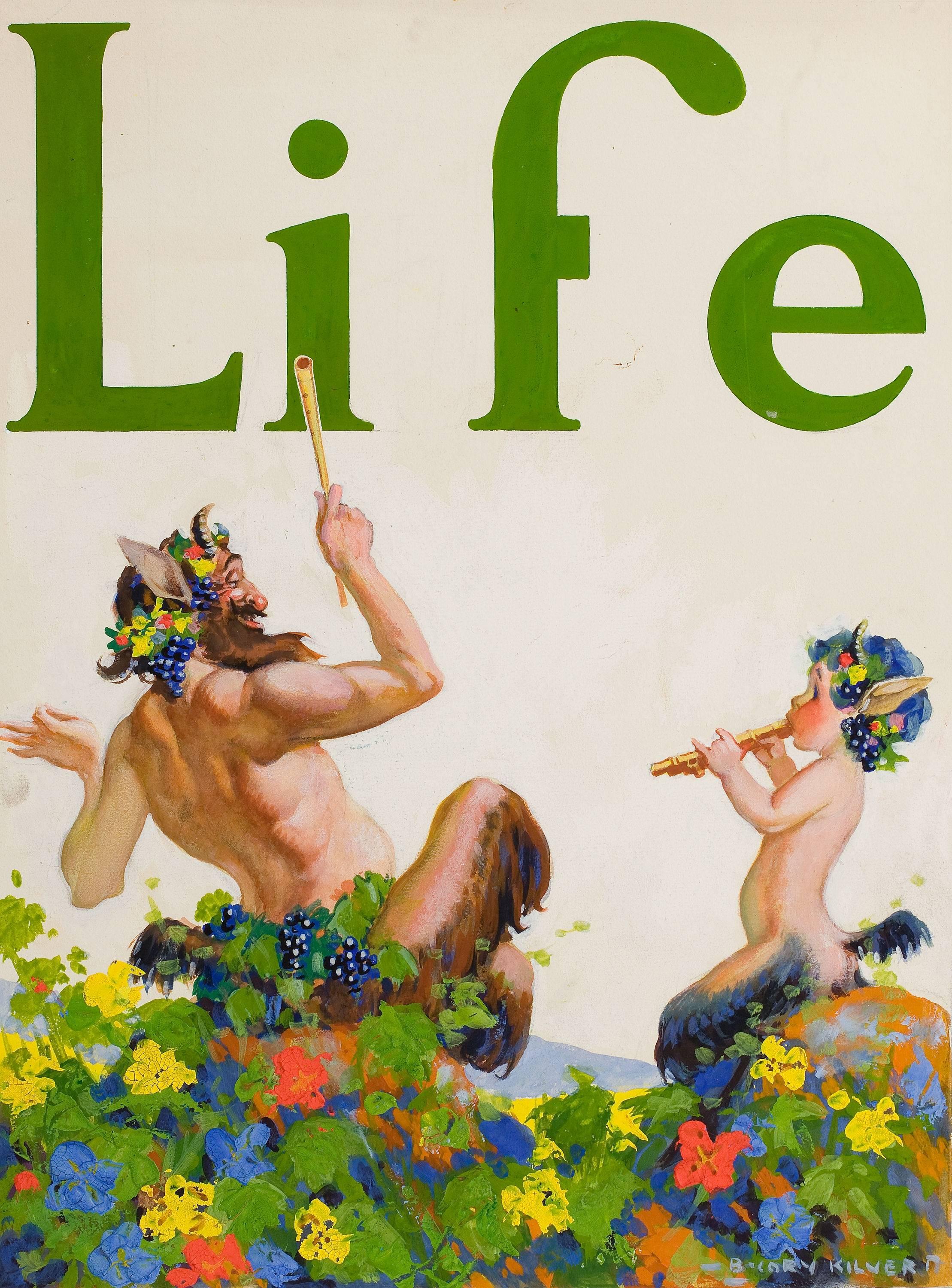 Satyr und Pan, Titelseite des Magazins Life – Painting von B. Cory Kilvert