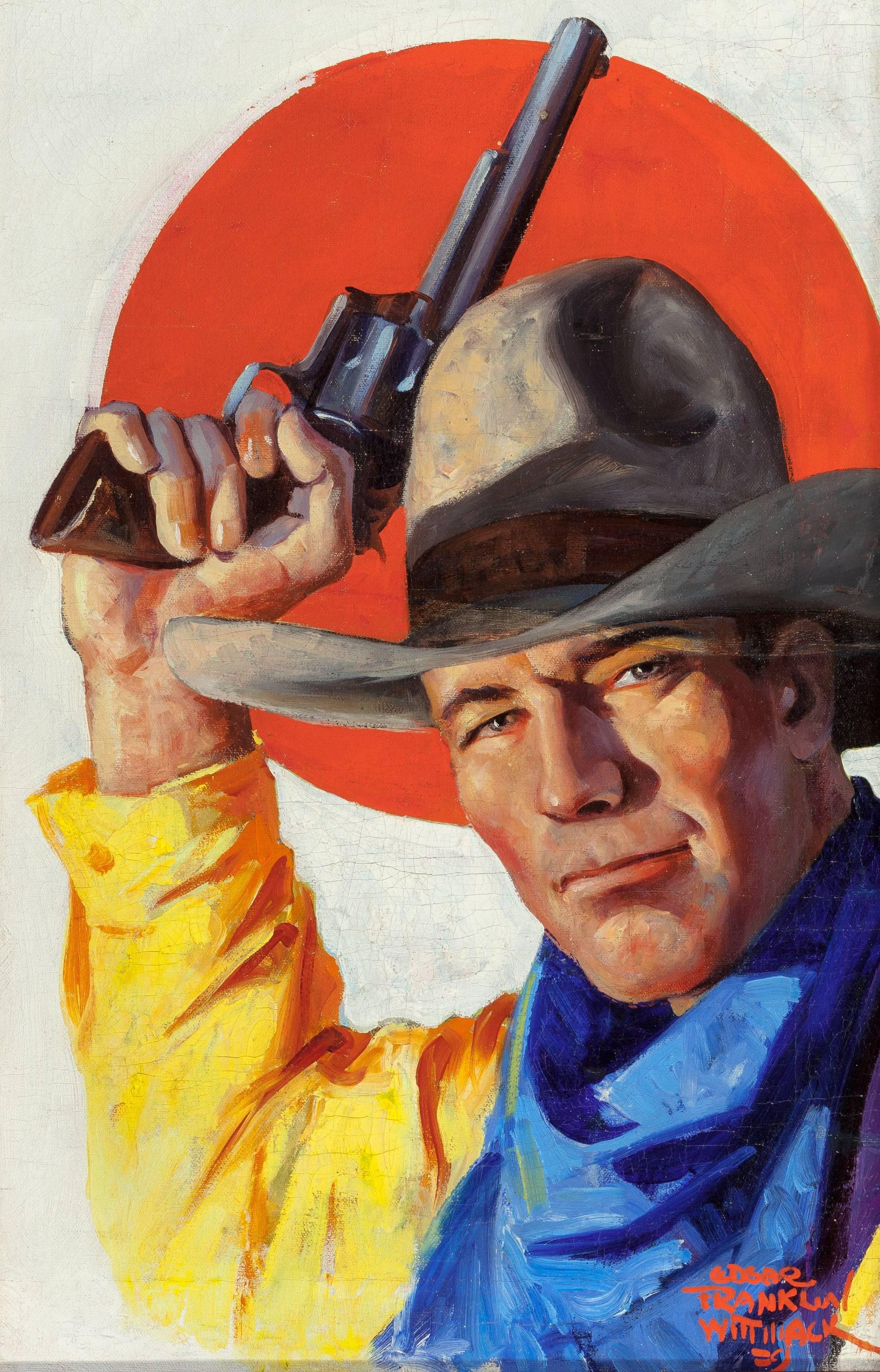 The Lawman, Western Pulp Cover - Painting by Edgar Franklin Wittmack