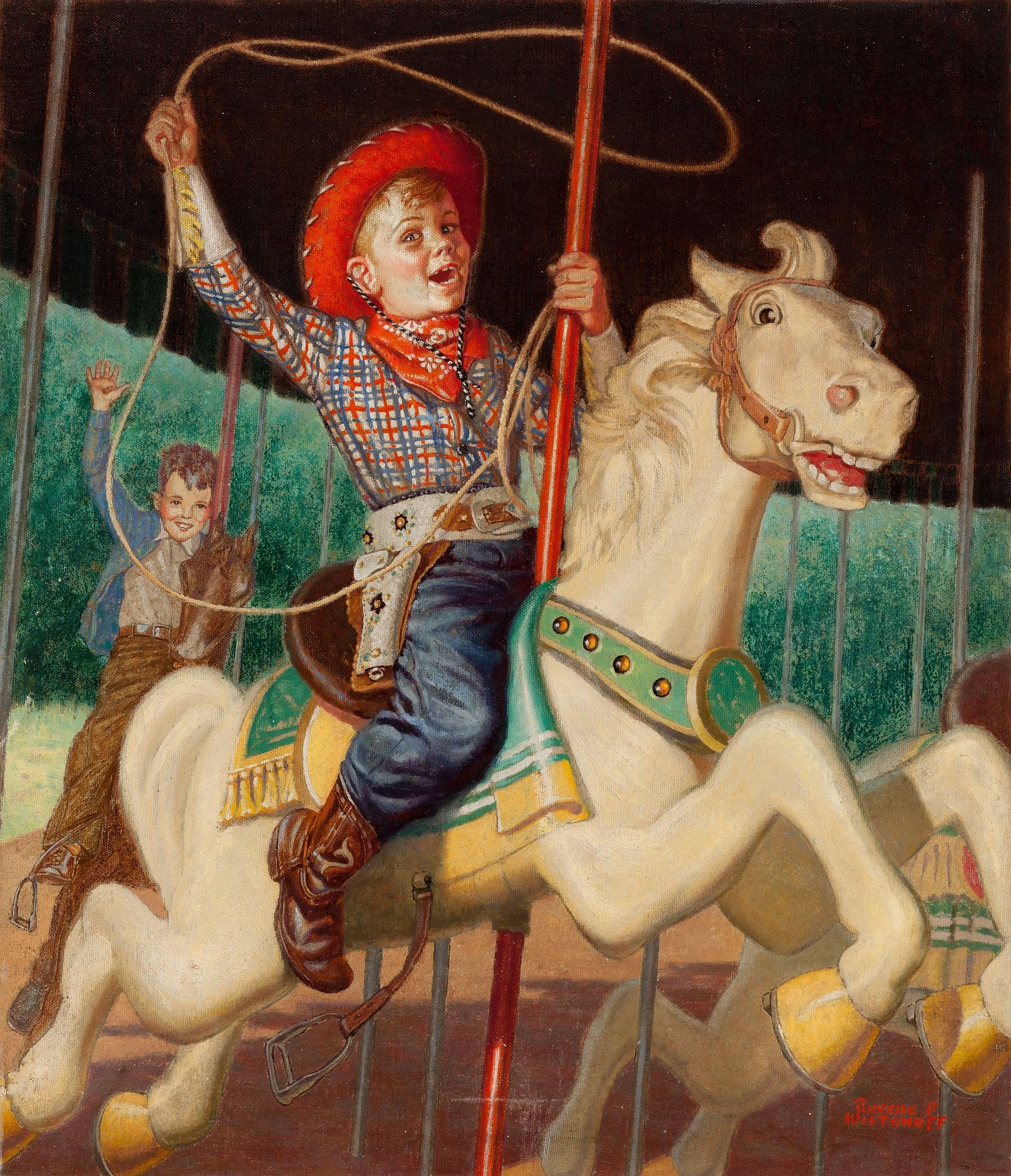 On the Merry-Go-Round - Painting by Revere Wistehuff
