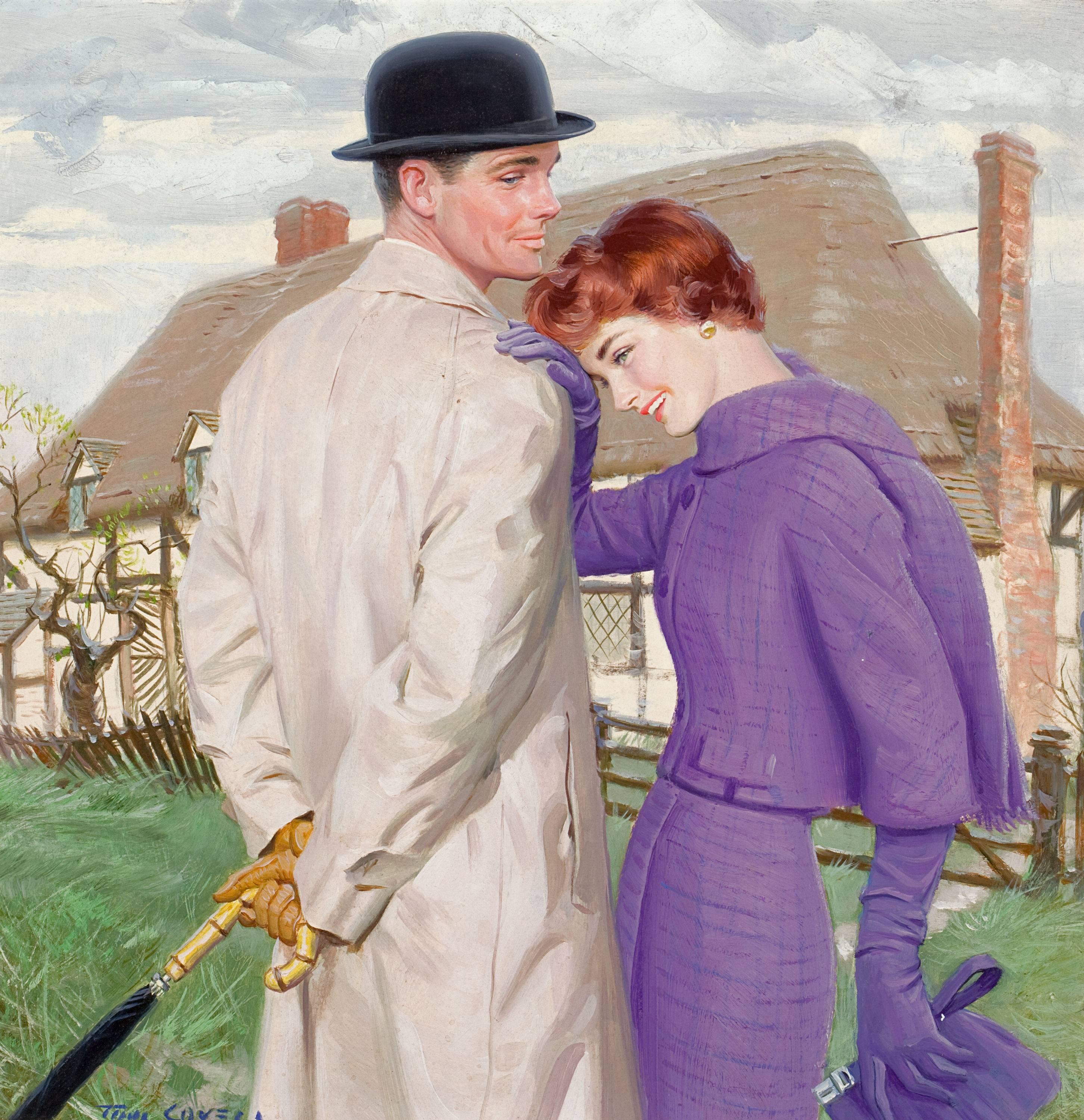 Love in the Midst, Magazine Illustration - Painting by Tom Lovell