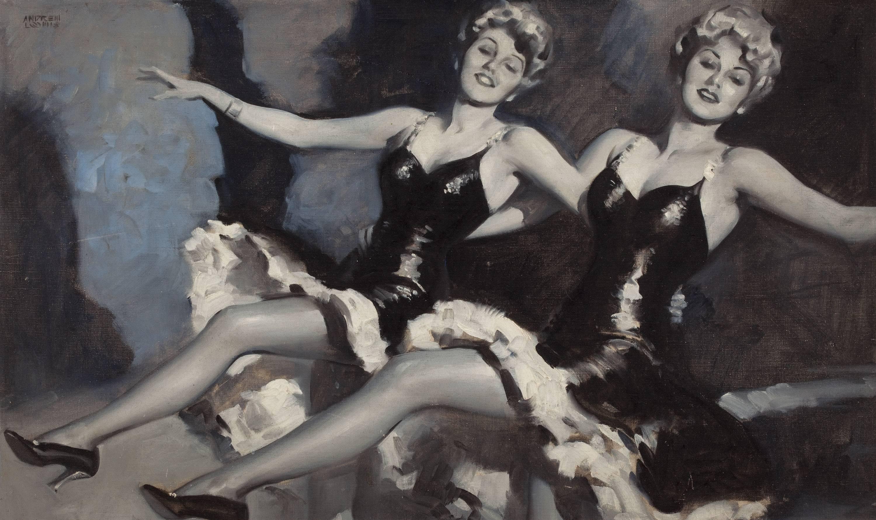 Cabaret Dancers - Painting by Andrew Loomis