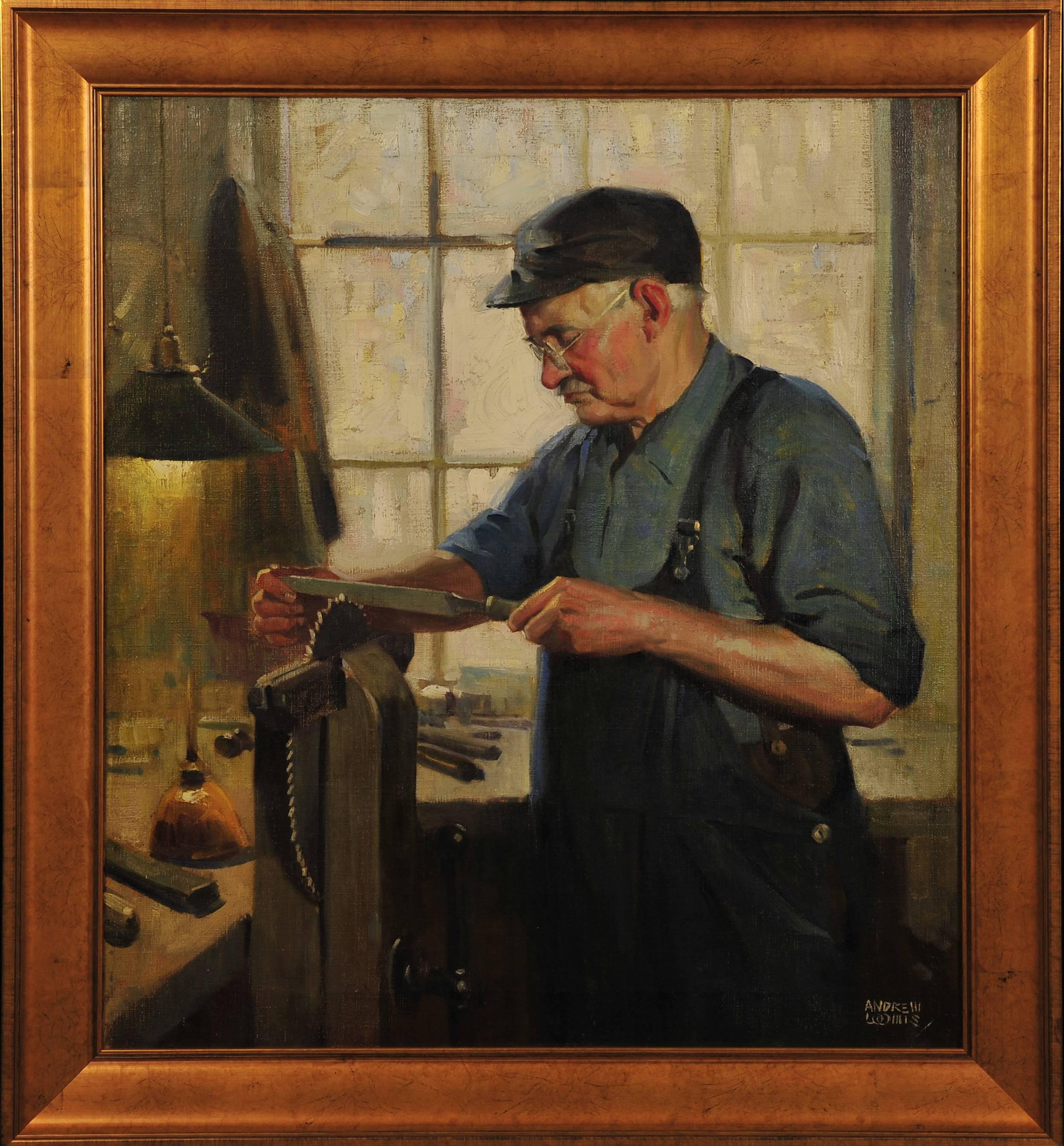 Der Mann in seinem Geschäft (Sonstige Kunststile), Painting, von Andrew Loomis