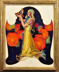 Woman Kneeling with Japanese Lanterns