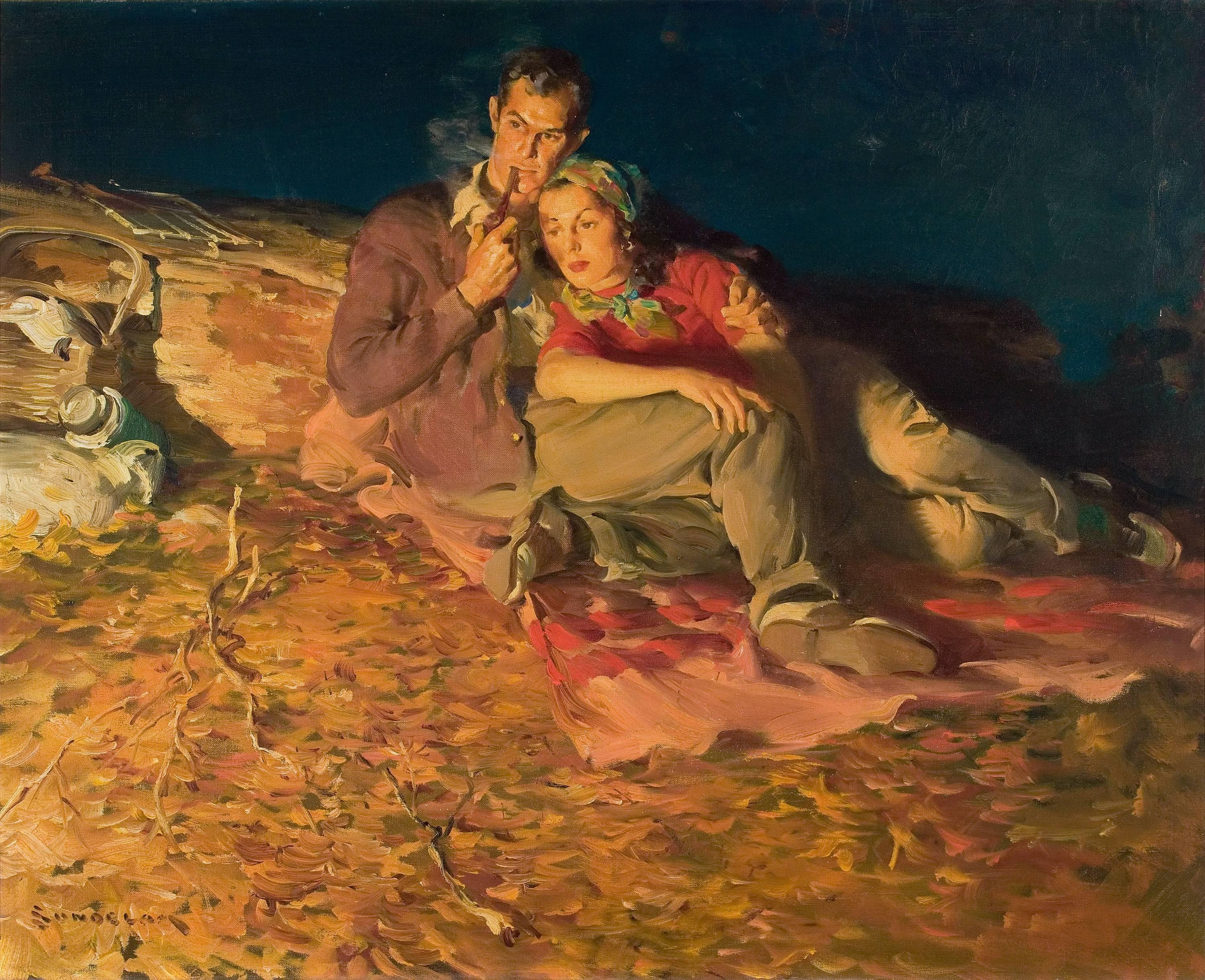 Evening by the Fire - Painting by Haddon Hubbard Sundblom