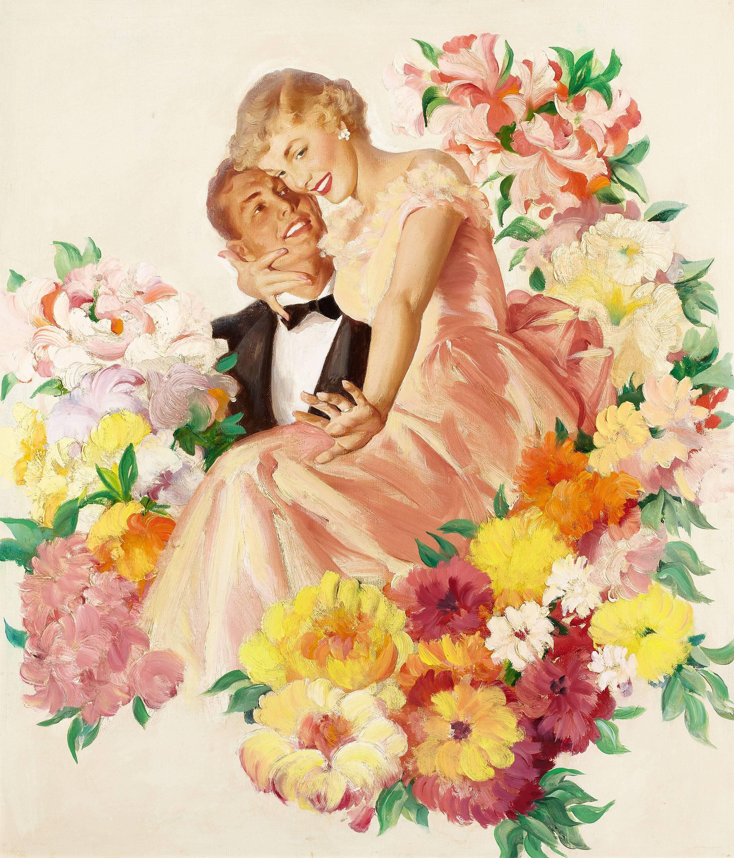 Cashmere Bouquet Soap Advertisement Illustration - Painting by Haddon Hubbard Sundblom