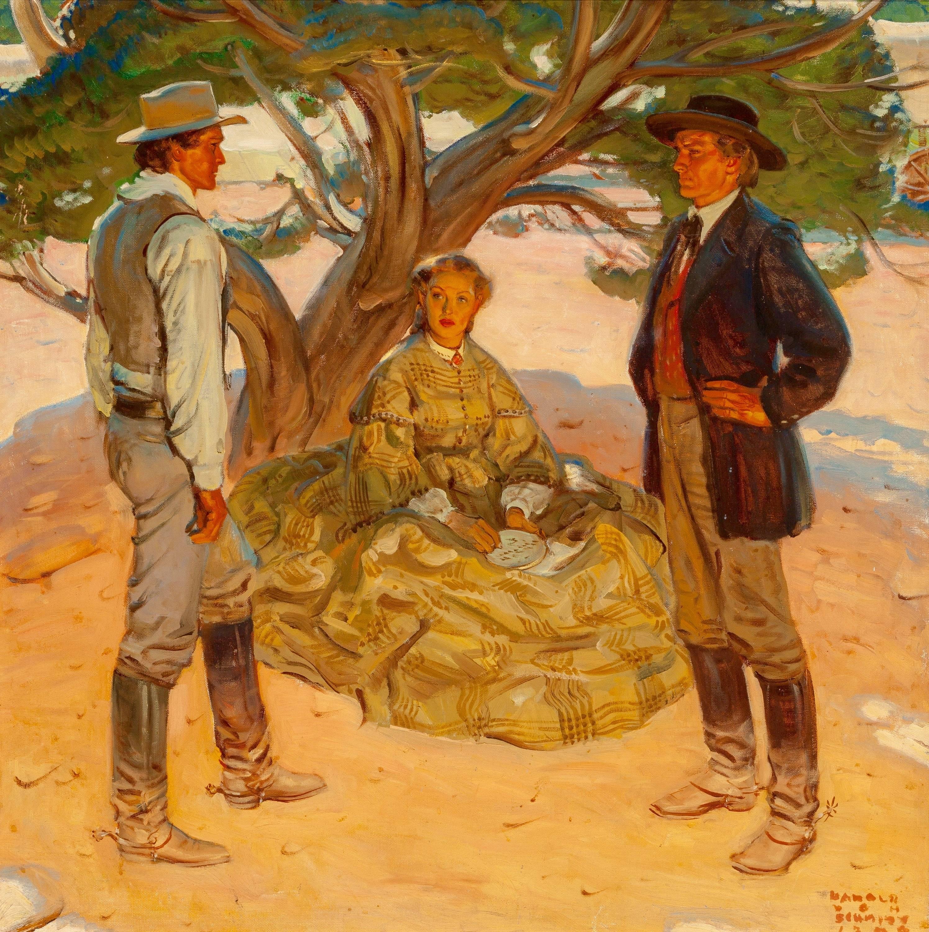 Under the Pine Tree - Painting by Harold von Schmidt